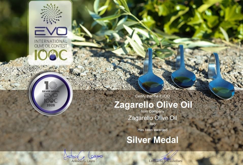 Zagarello 100% Traceable Italian Olive Oil Extra Virgin, Unfiltered, Pure, IGP Certified (2025) EVO-IOOC WINNER 2025 + 2026