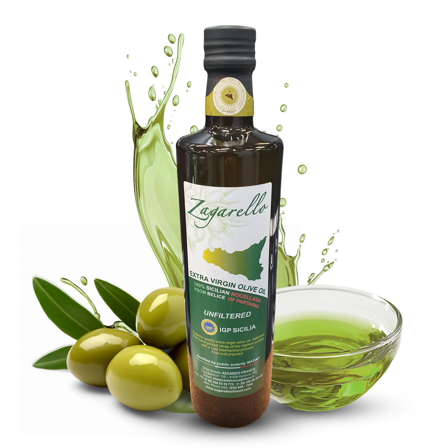 Zagarello 100% Traceable Italian Olive Oil Extra Virgin, Unfiltered, Pure, IGP Certified (2025) EVO-IOOC WINNER 2025 + 2026