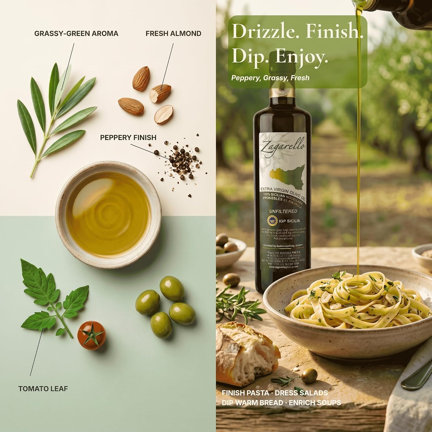 Zagarello 100% Traceable Italian Olive Oil Extra Virgin, Unfiltered, Pure, IGP Certified (2025) EVO-IOOC WINNER 2025 + 2026